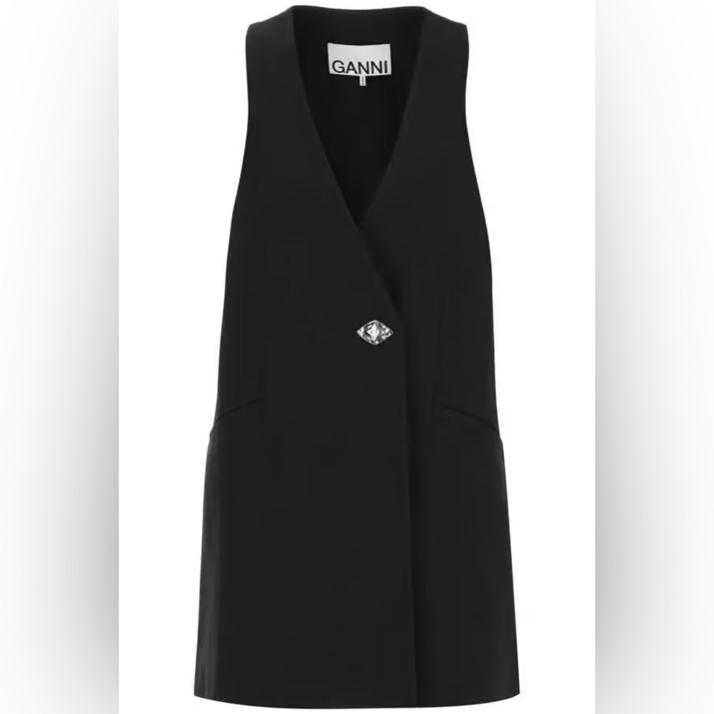 GANNI Razorback vest dress black with silver hardware